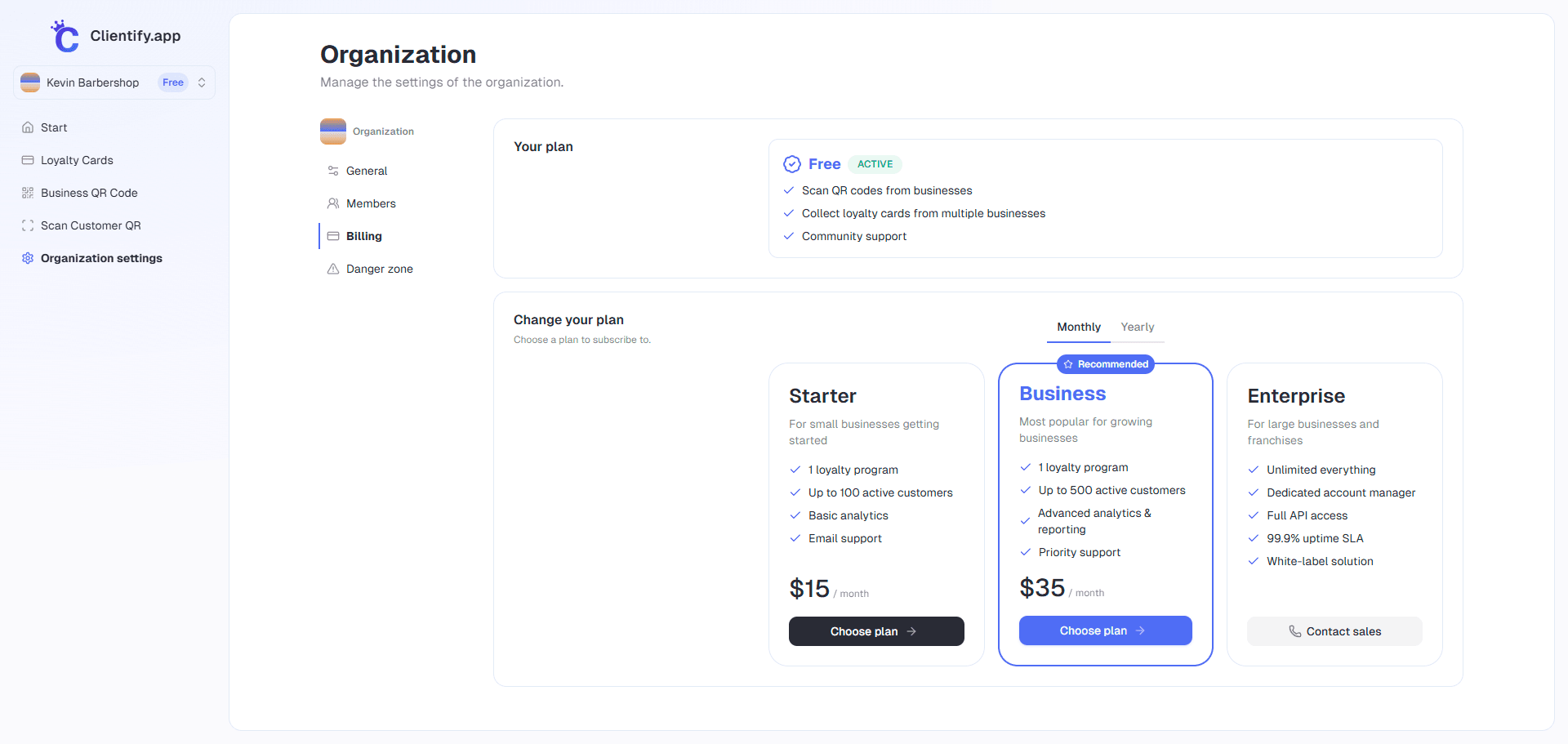 Subscription Plans Selection